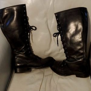 Frye black knee high boots.